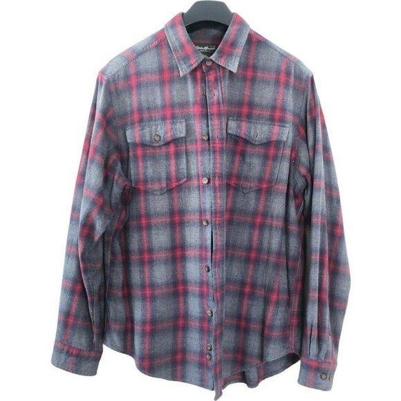 Eddie Bauer Other - Eddie Bauer Gray & Red Plaid Heavy weight shirt LG